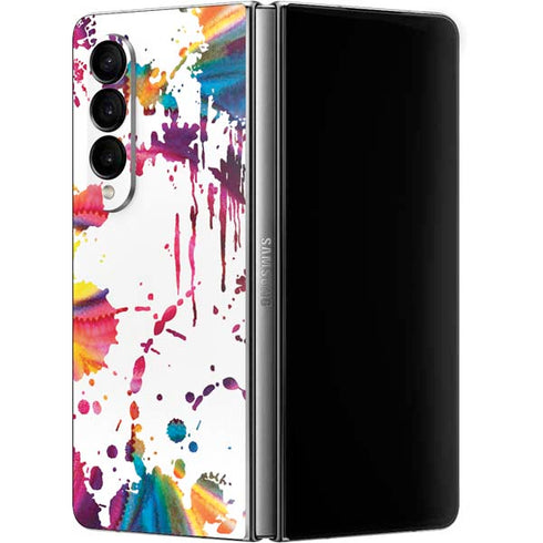 Chromatic Splatter White Galaxy Z Fold4 5G Skin